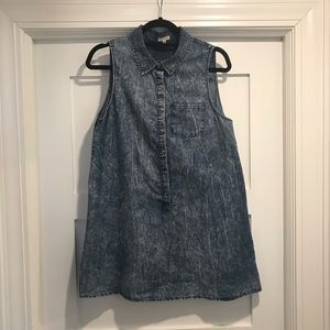 En Creme Sleeveless Mini Dress - Denim Look